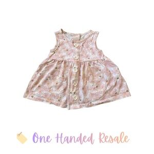 🐝 Savannah White Kids Dress w/ Pink Flower & Bee Print Button Up 24M